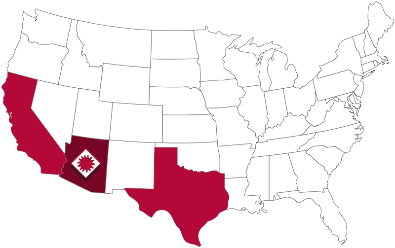 Our commitment to serving you crosses state lines We are fully licensed and insured to provide our services in Arizona, California and Texas.